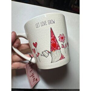 Sheffield Home Let Love Grow Mug Pink Gnome Hearts Large Gardening love flowers
